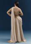 Gold Ready Pleated Saree With Aari Work