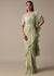 Graceful Green Pre Drape Saree With Ready Made Blouse