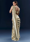 Green Net Ready Pleated Saree With Intricate Embroidery