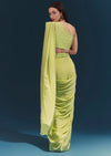 Green Ready Pleated Saree With Belt