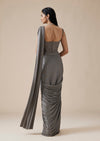 Grey Lycra Ready Pleated Saree