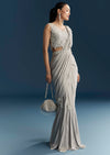 Grey Ready Pleated Saree With Cutdana And Sequins Work