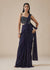 Indigo Blue Ready Pleated Saree With Tonal Embroidered Blouse
