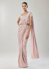 Lavender Ready Pleated Saree With Belt