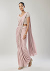 Lavender Ready Pleated Saree With Belt
