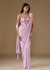 Lilac Ready Pleated Crepe Saree With Embellished Blouse
