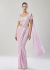 Lilac Ready Pleated Saree With Belt