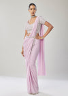 Lilac Ready Pleated Saree With Belt