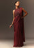 Masala Maroon Net Satin Draped Saree With Hand Embroidered Blouse