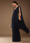 Mood Indigo Pre Drape Saree With A Crop Top In Sequins Embroidery Corset Neckline With A Tie-Up Tassel Dori At The Back