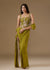 Moss Green Ready Pleated Saree With Embellished Blouse