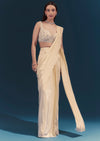 Off White Ready Pleated Saree Set