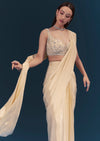 Off White Ready Pleated Saree Set