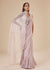 Onion Pink Ready Pleated Saree With Detachable Cape