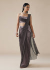 Onion Pink Ready Pleated Satin Saree With Cutdana Detail