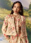 Pink Ready Pleated Saree with Embroidered Jacket