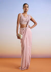 Pink Sequins Embroidered Ready Pleated Saree With Blouse