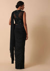 Pre Stitched Black Saree With Cut Dana Embellishments