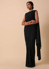 Pre Stitched Black Saree With Cut Dana Embellishments