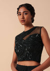Pre Stitched Black Saree With Cut Dana Embellishments