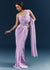 Purple Crepe Ready Pleated Saree With Heavy Embroidery