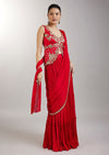 Ruby Red Drape Saree