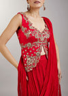 Ruby Red Drape Saree