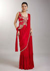 Ruby Red Drape Saree