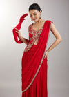 Ruby Red Drape Saree