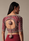 Red Readymade Saree With Embellished Blouse