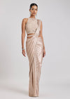 Rose Gold Ready Pleated Saree With Belt