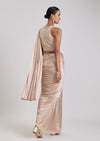 Rose Gold Ready Pleated Saree With Belt