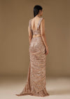 Rose Gold Shimmering Sequinned Ready Pleated Saree