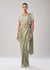 Sage Green Ready Pleated Saree With Belt