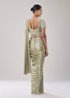 Sage Green Ready Pleated Saree With Belt
