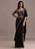 Black Ready Pleated Frills Saree With Embroided Blouse And Belt