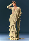 Green Frill Ready To Wear Saree With Embellished Blouse