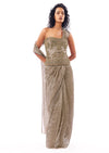 Beige Pre Draped Saree With Zardosi Corset Blouse
