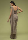 Wood Smoke Ready-Pleated Saree In Shimmer Crush, Paired With The Crop Top In Sleeveless With A Sweetheart Neckline