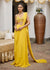 Yellow Crepe Draped Saree With Embroidered Blouse